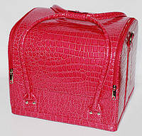 Сумка-валіза з висувними поличками "шкіра крокодила",колір-рожевий лак. Розміри 30х26х23 див.