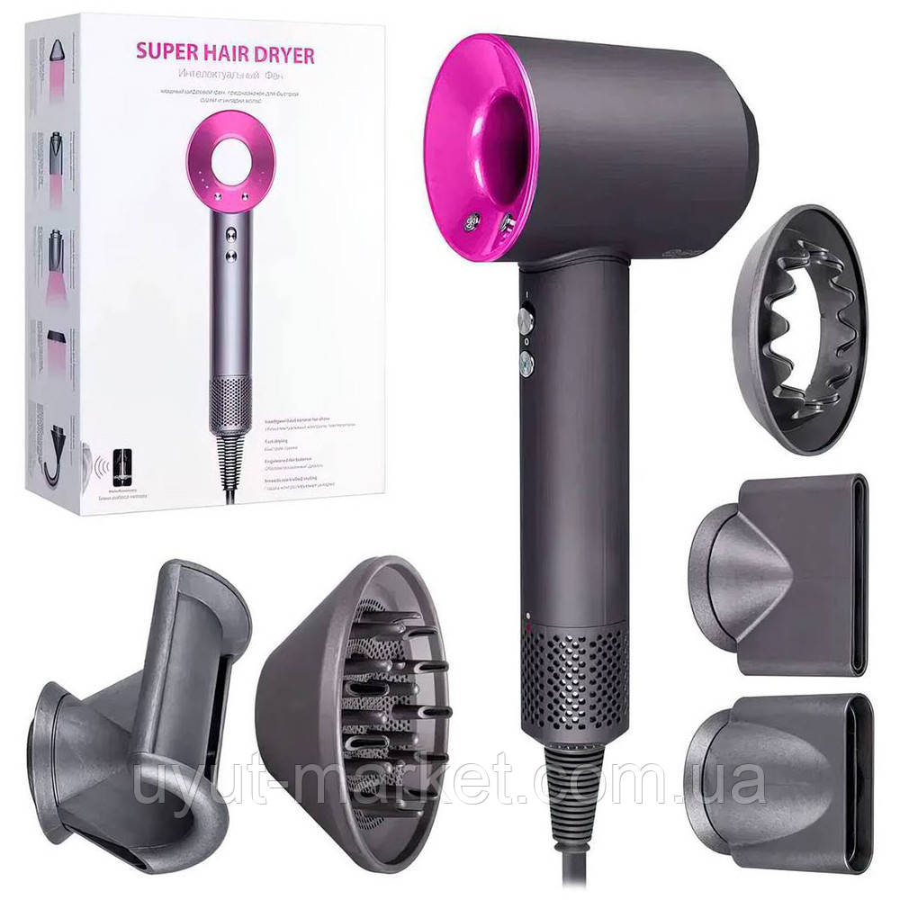 Фен для волосся Super Hair Dryer 1600Вт аналог Дайсон з 5 магнітними ...