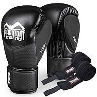 Боксерські рукавиці Phantom RIOT Pro Black 10 унцій (бинти в подарунок)