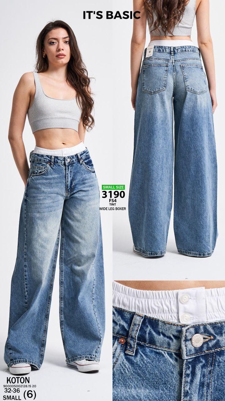 Джинси (WIDE LEG  BOXER) жіночі рукавиці розширені повсякденні фабричні чудової якості