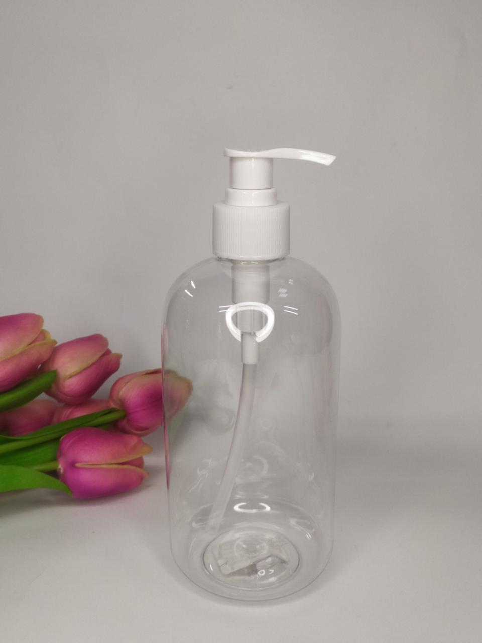 Пляшка з дозатором 500 мл, пластикова, прозора
