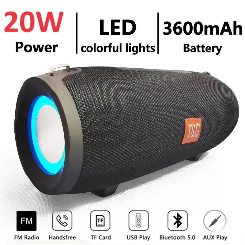 Портативна Bluetooth-колонка 20W акустика TG322 з LED-підсвіткою