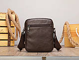Якісна компактна чоловіча сумка з натуральної шкіри, фото 4