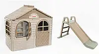 ЕКО НОВИНКА Дитячий ігровий будиночок зі шторками і дитяча гірка на основі пшеничної соломи ТМ Doloni