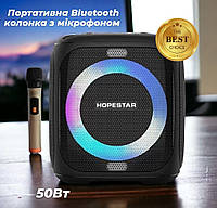 Колонка портативная Hopestar Party100 50Вт с влагозащитой IPX6, Акустическая Bluetooth колонка с караоке