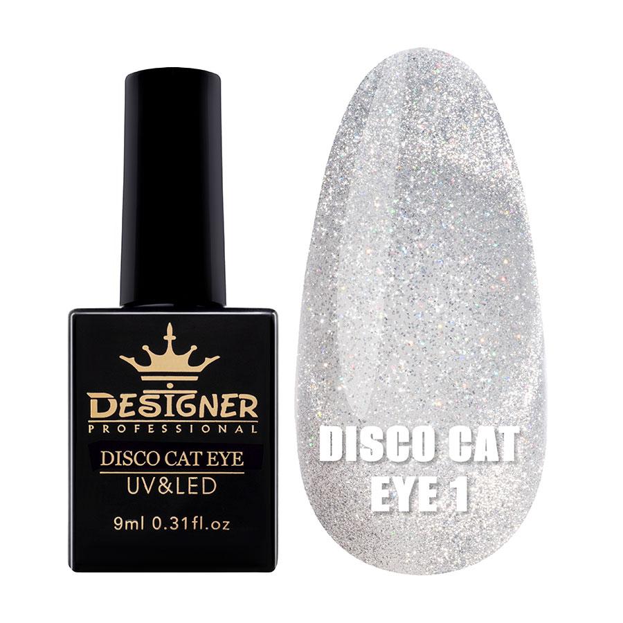 СВІТЛОВІДБИВАЮЧИЙ ГЕЛЬ-ЛАК DESIGNER DISCO CAT EYE КОТЯЧЕ ОКО №1, 9 МЛ