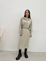 Женский стильный и удобный повседневный костюм с юбкой 42/46, оливка