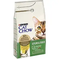 Purina Cat Chow Sterilised Сухой корм для кастрированных/стерилизованных котов и кошек 1,5кг курица