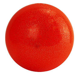 Блискучий м'яч для художньої гімнастики діаметр 19 см. Колір червоний із блискітками для дівчаток юніорів