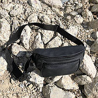 Кожаная качественная бананка мужская - женская сумка, черная сумка DR-167 из кожи