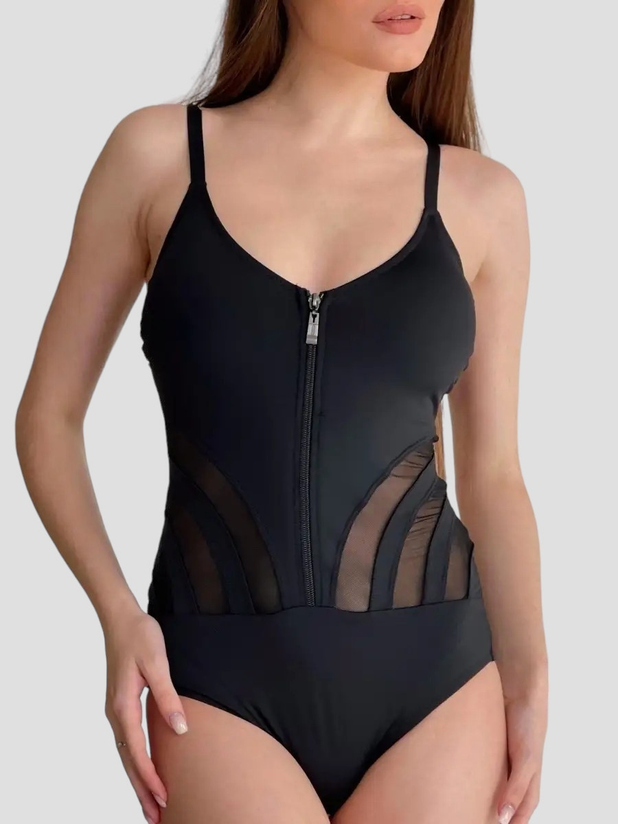 Цільний купальник на блискавці Samegame 345 чорний 44 український розмір