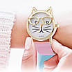 Жіночий наручний годинник з котячим циферблатом. Кварцові годинники для дівчаток. Годинники жіночі золотий корпус. Рожевий, фото 4