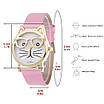 Жіночий наручний годинник з котячим циферблатом. Кварцові годинники для дівчаток. Годинники жіночі золотий корпус. Рожевий, фото 2