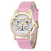 Жіночий наручний годинник з котячим циферблатом. Кварцові годинники для дівчаток. Годинники жіночі золотий корпус. Рожевий, фото 5
