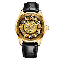 Механічний з автопідзаводом наручний годинник Skrox 7021 Gold-Black