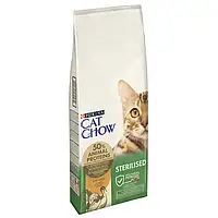 Purina Cat Chow Sterilised Сухой корм для кастрированных/стерилизованных котов и кошек 1,5кг индейка
