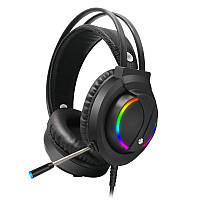 Наушники с микрофоном проводные TRY K1 Super Bass RGB, USB 7.1 чёрные новые