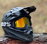 Шлем кроссовый FOX black mat, (цена вместе с очками) размер s, 55-56 см обхват головы
