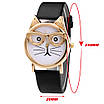 Жіночий наручний годинник з котячим циферблатом. Кварцові годинники для дівчаток. Годинники жіночі золотий корпус. Чорний, фото 2
