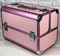 Бьюти кейс алюминиевый чемодан с ключом три выдвижные полки отсеки для гель лаков
