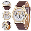 Жіночий наручний годинник з котячим циферблатом. Кварцові годинники для дівчаток. Годинники жіночі золотий корпус. Коричневий, фото 2