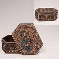 Шкатулка Veronese Дева Мария и Иисус 5х8х12 см 75937 бронзовое покрытие GoodStore