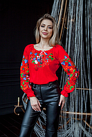 Женская нарядная блузка - вышиванка "Соловьиная песня", длинный рукав, р. S(42-44),M(46),L(48), XL(50),2XL(52)