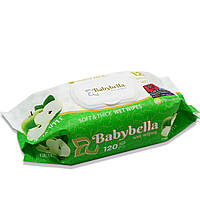 Влажные салфетки для мам большая пачка "Baby Bella" с клапаном 120 шт. Apple