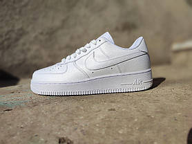 БЕЛЫЕ Кроссовки NIKE Air Force на высокой подошве на шнурках мужские унисекс демисезон лицензионные натуральна, фото 4