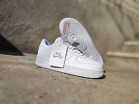 БЕЛЫЕ Кроссовки NIKE Air Force на высокой подошве на шнурках мужские унисекс демисезон лицензионные натуральна, фото 5