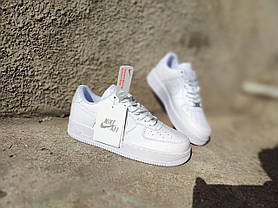 БЕЛЫЕ Кроссовки NIKE Air Force на высокой подошве на шнурках мужские унисекс демисезон лицензионные натуральна, фото 3