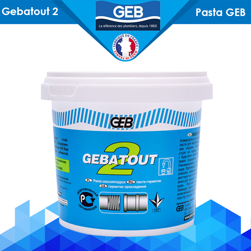 Паста-герметик для пакування металевих нарізних з'єднань Gebatout 2 GEB банка 500 г, фото 1