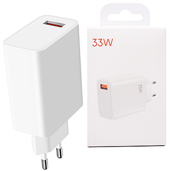 Мережевий адаптер з USB 33Вт, Білий / Блокування для заряджання / Зарядний пристрій / Заряджання для телефону