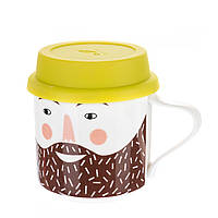 Чашка керамическая с резиновой крышкой Папа с бородой 300 мл 10 см 001RA-D GoodStore