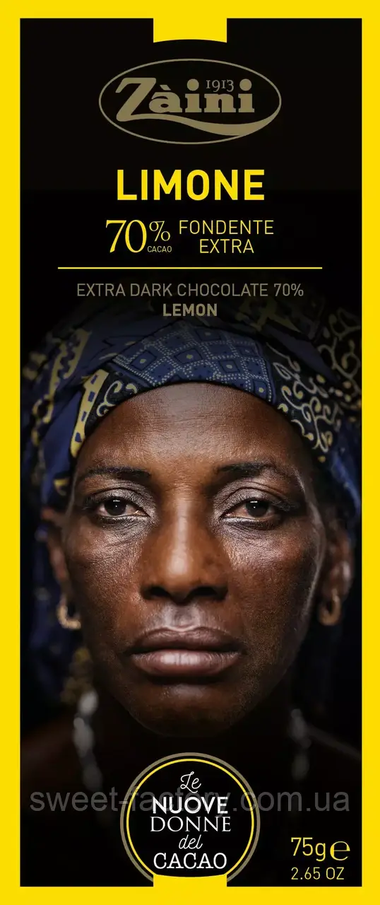 Шоколад Zaini Extra Dark Chocolate 70% Cacao Lemon 75g