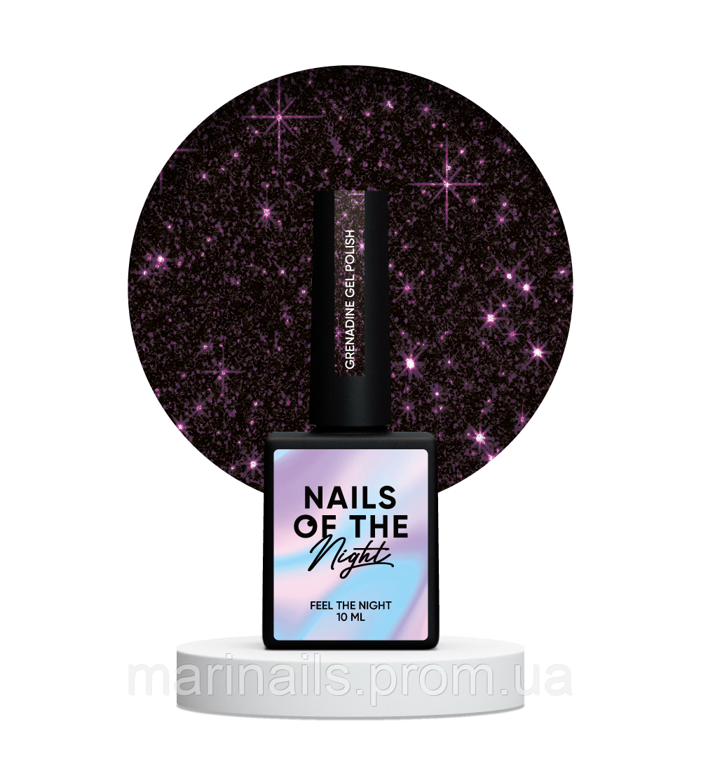 NAILSOFTHENIGHT Grenadine gel polish бордовий світловідбиваючий гель–лак для нігтів, 10 мл