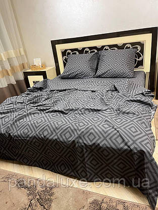 Постільна білизна бавовна бязь голд gold lux комплект Квадрати на сірому, фото 3