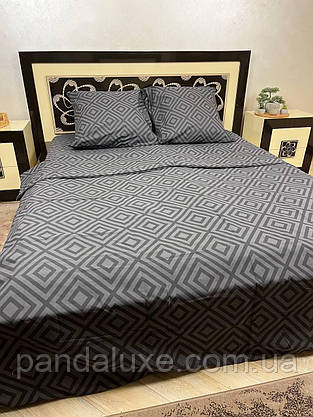 Постільна білизна бавовна бязь голд gold lux комплект Квадрати на сірому, фото 5