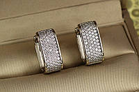 Серьги Xuping Jewelry квадратные колечки 1.8 см серебристые