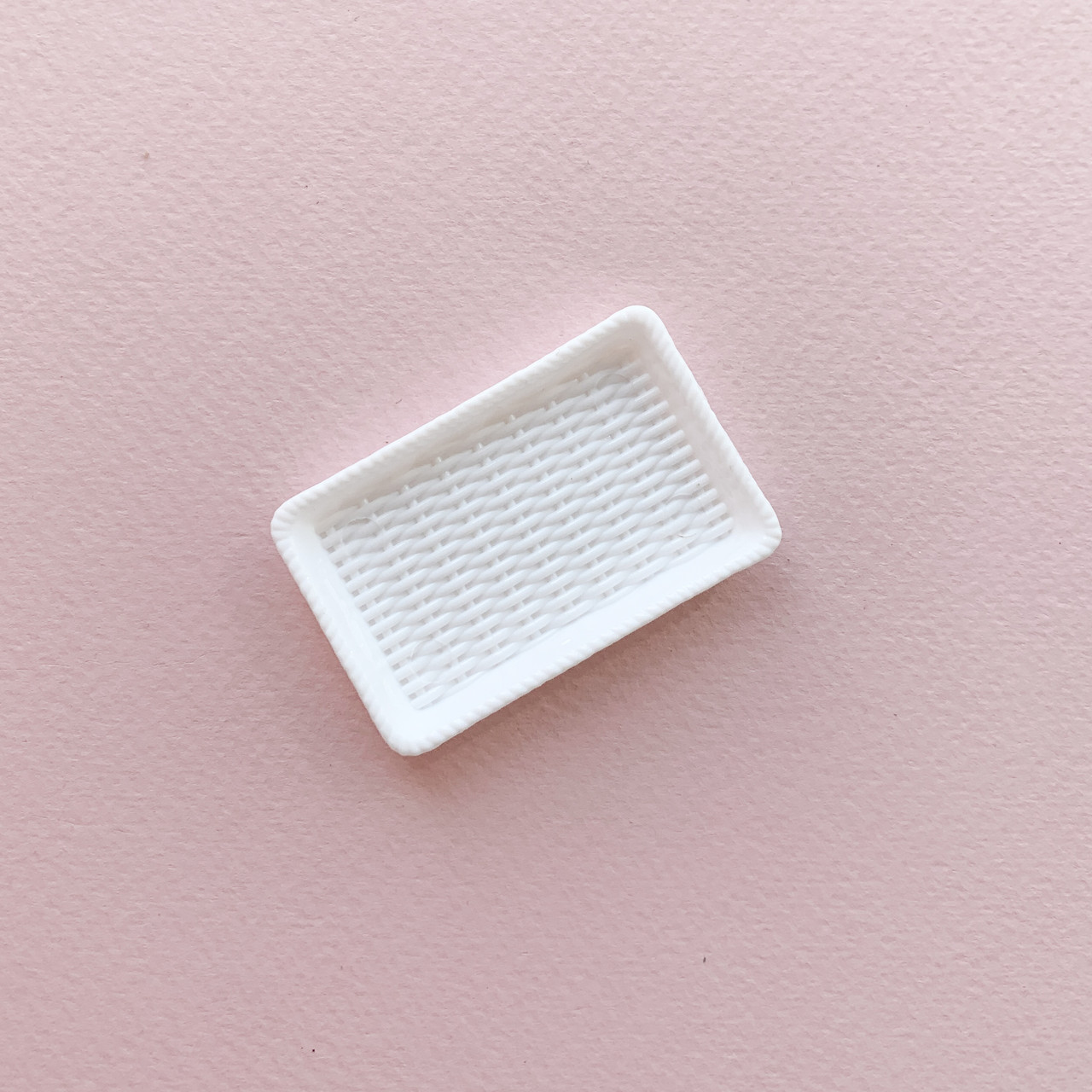 Мініатюра піднос плетений пластик 5*3 см Білий, фото 1