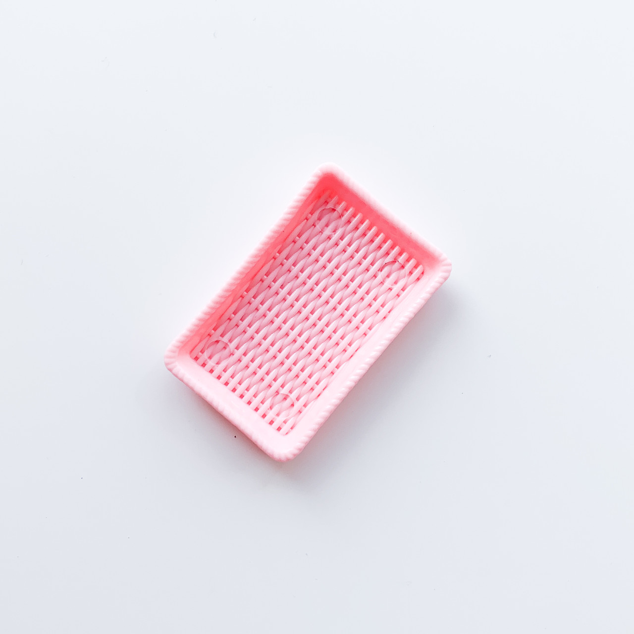 Мініатюра піднос плетений пластик 5*3 см Рожевий, фото 1