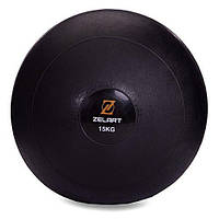 Мяч набивной слэмбол для кроссфита рифленый Modern FI-2672 Zelart 15 кг Черный 56363146