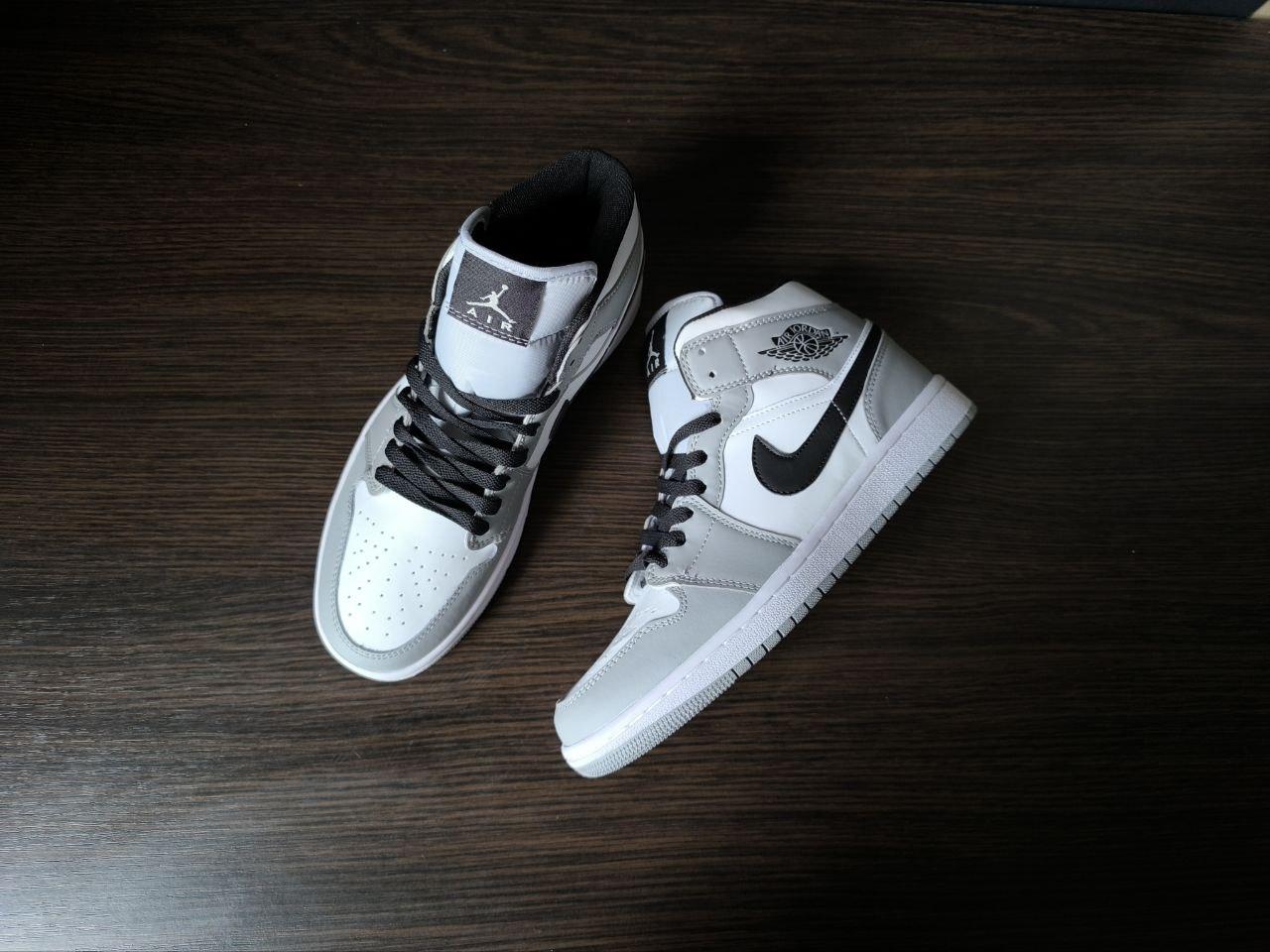 СЕРЫЕ Кроссовки NIKE Air Jordan высокие на шнурках мужские унисекс демисезон натуральная кожа