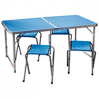 Раскладной туристический стол Easy Campi для пикника со стульями складной стол и 4 стула Синий+Гамак