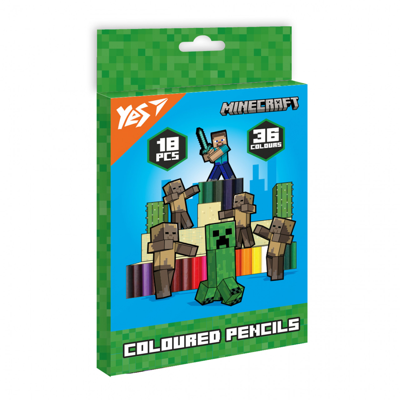 Олівці кольорові Yes 18/36 кольорів Minecraft Heroes, фото 1