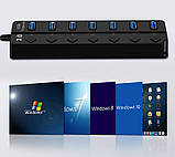USB hub хаб 3.0 7 портів. Всі порти 3.0 Додаткове живлення., фото 2