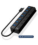 USB hub хаб 3.0 7 портів. Всі порти 3.0 Додаткове живлення., фото 4