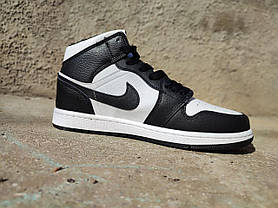 Кроссовки NIKE Air Jordan высокие ЧЕРНЫЕ на шнурках мужские унисекс демисезон натуральная кожа, фото 3