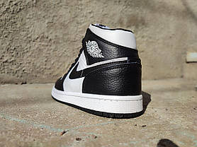 Кроссовки NIKE Air Jordan высокие ЧЕРНЫЕ на шнурках мужские унисекс демисезон натуральная кожа, фото 6