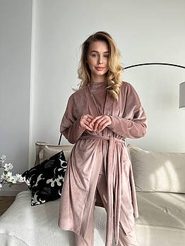 Жіночий велюровий домашній комплект 4 в 1